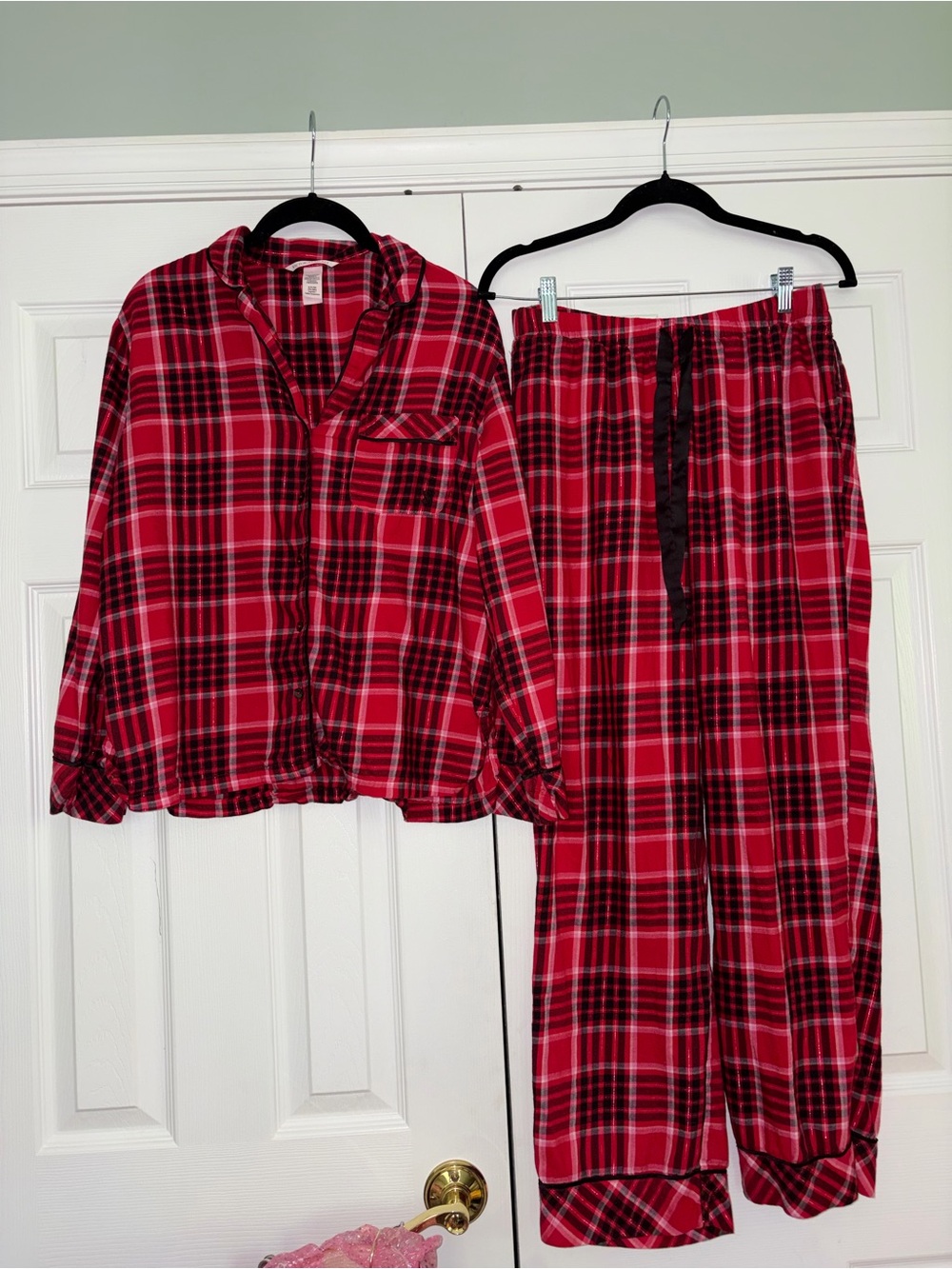 Victoria’s Secret Red Plaid Flannel Button-Up Pajama Set women size small
